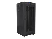 Szafa instalacyjna Rack stojąca 19" 27U 600x600 czarna drzwi perforowane LCD Lanberg (flat pack)