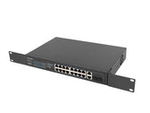 Switch niezarządzalny Lanberg 16x 100Mb PoE+/2x Combo Rack 19" Gigabit Ethernet 150W