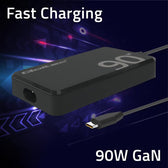 Ładowarka sieciowa Qoltec 90W GaN Super Fast SLIM | PD | 5-20V | 4.5A | USB-C 3.1 | Laptop | MacBook | Smartfon | +kabel
