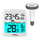 Stacja pogodowa GreenBlue GB216 z termometrem basenowym, zasięg 60m, czujnik pływający, temperatura, godzina, kalendarz, DCF