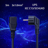 Kabel zasilający Qoltec wtyczka kątowa SCHUKO CEE 7/7 (E/F) | IEC C13 | 3x1.0mm2 | 5m