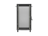 Szafa instalacyjna Rack Lanberg stojąca 19" 22U 600x1000 Czarna drzwi perforowane (flat pack)