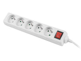 Listwa przedłużacz Lanberg 3m biała 5x 230V PL, z wyłącznikiem, kabel wykonany z pełnej miedzi