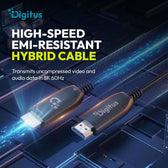 Kabel DIGITUS połączeniowy hybrydowy HDMI AOC HDMI-A męski-męski HDMI 2.1 UHD-2 8K@60Hz 48Gbps HDR, eARC, HDCP 2.2, CEC 100m