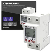 Przekaźnik Qoltec 63A na szynę DIN z licznikiem energii elektyrcznej | Timer | TUYA | Wi-Fi | LED