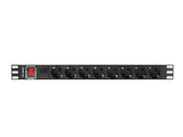 Listwa zasilająca Lanberg do RACK 1U 16A PDU 8x Schuko 2m czarna