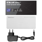 Switch niezarządzalny Qoltec przełącznik sieciowy 8 x port RJ45 | 1000Mbps | Fast Ethernet | LAN