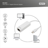 Karta sieciowa DIGITUS przewodowa USB 3.0 Typ C do Gigabit Ethernet 10/100/1000Mbps