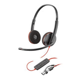 Słuchawki z mikrofonem Poly Blackwire 3320 Stereo USB-C + adapter USB-C/A czarne
