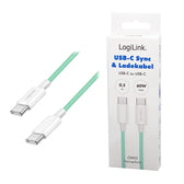 Kabel USB 2.0 LogiLink CU0348 USB-C - USB-C, M/M, 480 Mb/s, 60 W, zielony, 1,5m