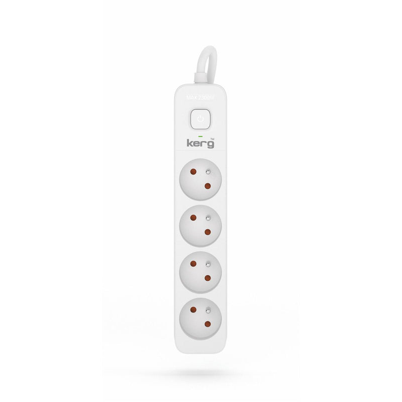 Przedłużacz KERG z wyłącznikiem M02398 4-gniazdowy 10m 3×1,5mm2 H05VV-F 16A/250V biały