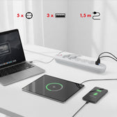 Listwa zasilająca Maclean MCE395 W, przedłużacz 5 gniazd + 3xUSB, 110-240V AC 50/60Hz, 2.1A max 2500W, 1,5m, biała
