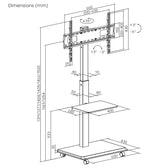 Stand / wózek dla TV Ergo-Office ER-304 B, max. obciążenie 50kg / 5kg półka, max. VESA 600x400, wbud. listwa zasil., czarny