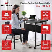 Biurko składane Maclean MC-126 L/B, czarne, mobilne 100x73cm, max. 50kg