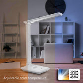 Lampka biurkowa LED Maclean MCE616 W, max. 9W, 220-240V AC, możliwość zmiany barwy, ściemnialna, ładowarka bezprz., 450lm, biała