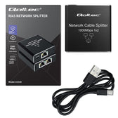 Switch niezarządzalny Qoltec mini rozdzielacz splitter 1x2 port RJ45 | 1000Mbps | USB-C | Aluminium
