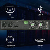 Zasilacz awaryjny UPS Qoltec do RACK | 3kVA | 3000W | Power Factor 1.0 | LCD | On-line