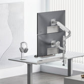 Uchwyt biurkowy na 2 monitory Ergo Office ER-692 W, sprężyna gazowa, 17"-32", 1-10kg, biały matt, max. VESA 100x100