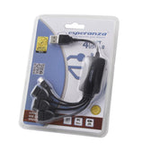Hub USB Esperanza EA158 3xUSB 2.0 + 1x MICRO USB, czarny