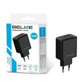 Ładowarka sieciowa Beline 45W 1xUSB-C + 1xUSB GaN PD 3.0 QC 3.0 bez kabla - czarna