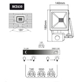 Naświetlacz LED z czujnikiem ruchu Maclean MCE630 WW slim Warm White 30W, IP44