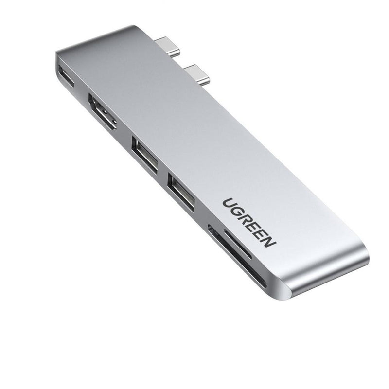 Adapter hub Ugreen CM380 2xUSB C - HDMI/2xUSB 3.0/SDTF/USB C PD - szary