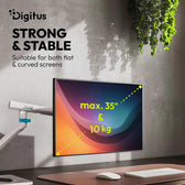 Ramię biurkowe pojedyncze DIGITUS z zaciskiem i sprężyną mechaniczną, 1x LCD max. 35" 10kg, VESA: 75x75, 100x100, Białe