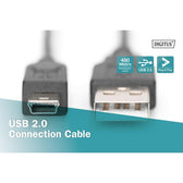 Kabel USB DIGITUS 2.0 A/M - mini B/M, 1,8m czarny