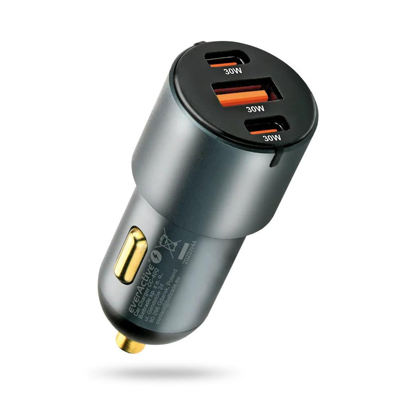 Ładowarka samochodowa everActive CC-40Q z gniazdem USB QC3.0 oraz 2x USB-C PD 60W