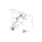 Ramię biurkowe pojedyncze DIGITUS z zaciskiem i sprężyną mechaniczną 1xLCD max. 49" 20kg, VESA: 75x75, 100x100, czarne