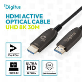 Kabel DIGITUS połączeniowy hybrydowy HDMI AOC HDMI-A męski-męski HDMI 2.1 UHD-2 8K@60Hz 48Gbps HDR, eARC, HDCP 2.2, CEC 30m