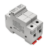 Podstawa bezpiecznikowa Qoltec + bezpiecznik DC | 2P | 1000V | 20A | 10x38 | solar