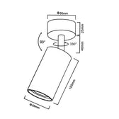 Lampa ścienno-sufitowa Maclean MCE451 B punktowa ruchoma aluminiowa 1xGU10 55x100mm czarny mat