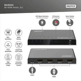 Przełącznik/Switch DIGITUS HDMI 3x1, 8K/60Hz (4:4:4) z HDR, 48 Gbps, HDCP 2.3