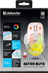 Mysz bezprzewodowa Defender ASTRO ELITE GM-056 optyczna 3200dpi biała RGB AKUMULATOR 7 przycisków Gaming
