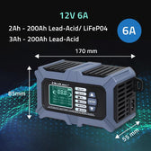 Ładowarka mikroprocesorowa Qoltec z testerem baterii i funkcją naprawy 12V 6A LCD