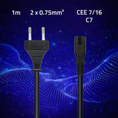 Kabel zasilający Qoltec IEC C7 | CEE 7/16 | 2*0.75mm2 | 1m