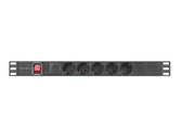 Listwa zasilająca Lanberg Rack PDU 19" 1U 16A 5x 230V Schuko 2m Czarna