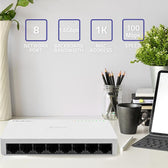 Switch niezarządzalny Qoltec przełącznik sieciowy 8 x port RJ45 | 100Mbps | Fast Ehernet | LAN