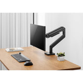 Ramię biurkowe pojedyncze DIGITUS z zaciskiem i sprężyną mechaniczną 1xLCD max. 49" 20kg, VESA: 75x75, 100x100, czarne