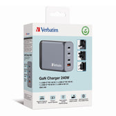 Ładowarka sieciowa Verbatim GaN GNC-240 3xUSB-C PD (140W+100W+65W) 1xUSB-A QC 3.0
