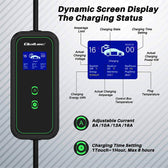 Ładowarka Qoltec do samochodu elektrycznego EV z regulacją 2w1 Typ2 | 11kW | CEE 5 PIN | Wi-Fi | LCD | 3 fazy | Przenośna | Wallbox | 5m