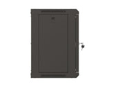 Szafa instalacyjna Rack wisząca 19" 9U 540x350 czarna Drzwi przeszklone Lanberg (flat pack)