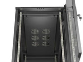 Szafa instalacyjna Rack stojąca 19" 22U 600x1200 czarna drzwi przeszklone LCD Lanbeg (flat pack)