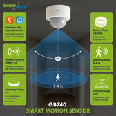 Czujnik ruchu bezprzewodowy Zigbee Tuya GreenBlue GB740, Android/iOS/,CR2450 DC 3.0V, zakr. detekcji 120° / do 8m