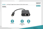 Karta sieciowa DIGITUS przewodowa USB 3.0 Typ C do RJ45 Gigabit Ethernet oraz 1xUSB Typ C z PD 2.0