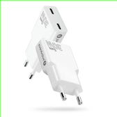 Ładowarka sieciowa everActive GaN SUPER SLIM SC-385Q QC4+ 2x USB-C PD 30W biała