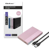 Obudowa/kieszeń Qoltec na dysk SSD HDD 2.5" | SATA | USB 3.0 | Super speed 5Gb/s | 2TB | Różowy