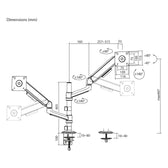 Uchwyt biurkowy na 2 monitory Ergo Office ER-692 W, sprężyna gazowa, 17"-32", 1-10kg, biały matt, max. VESA 100x100