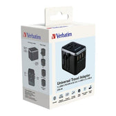 Adapter podróżny Verbatim UTA-04 globalny 1xUSB-C PD 61W QC 18W, 1xUSB-C 12W, 3xUSB-A 12W